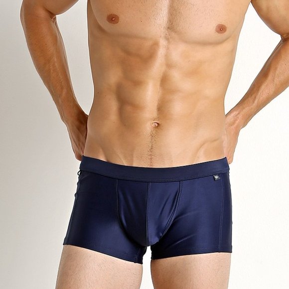 Tulio Men's Men's Square Cut Swim Trunk, w C-Ring Pouch, Navy, Nylon, XL (34-38) - Picture 4 of 14